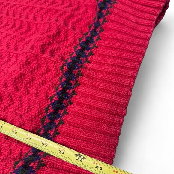 Vintage Eastern Mountain Sports EMS fair isle heavy sweater red L mens made USA - Picture 6 of 7